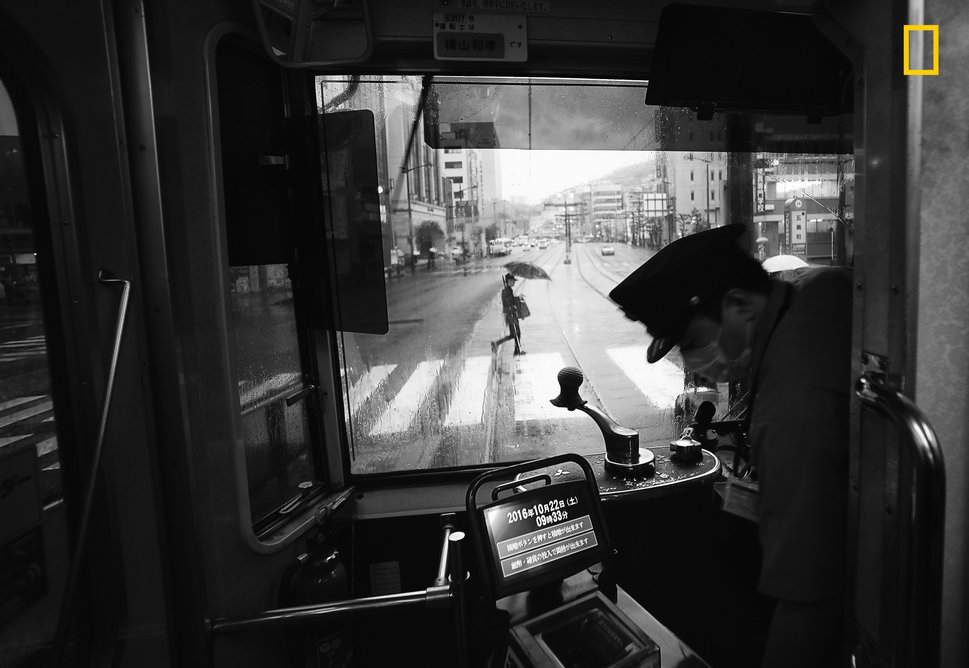 <strong>First Place: "Another Rainy Day in Nagasaki"</strong><br><br>"This is a view of the main street from a tram in Nagasa