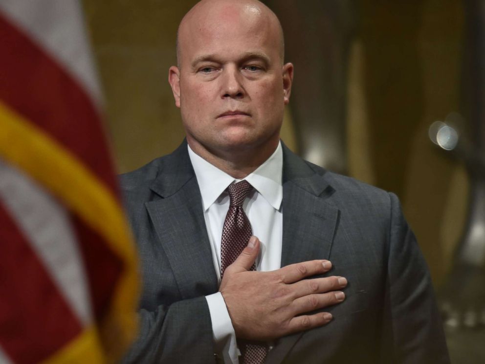 PHOTO: Acting US Attorney General Matthew Whitaker attends the annual Veterans Appreciation Day ceremony at the Department of Justice in Washington, D.C., Nov. 15, 2018. 