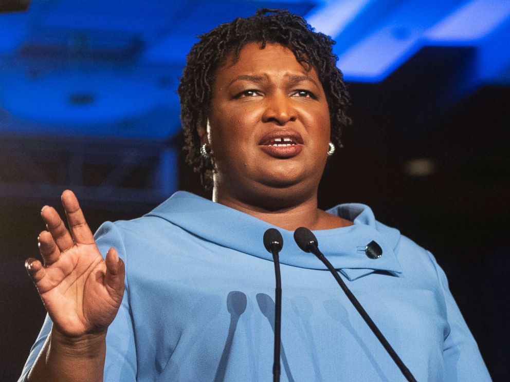 PHOTO: Georgia Democratic gubernatorial candidate Stacey Abrams addresses supporters during an election night watch party in Atlanta, Nov. 6, 2018. 