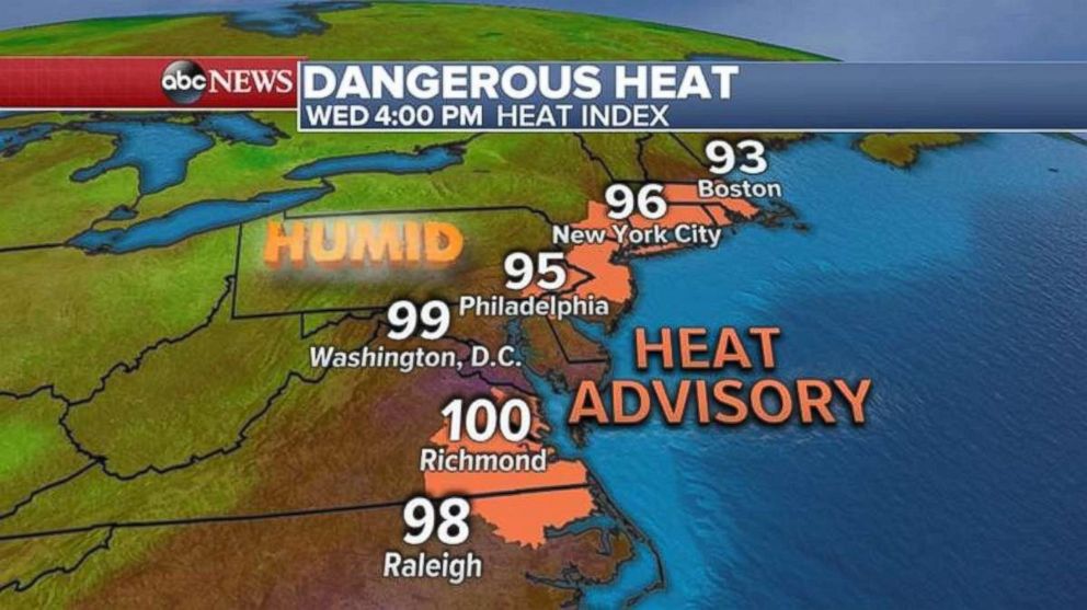 Heat and humidity will be in place for a fourth day in the Northeast.